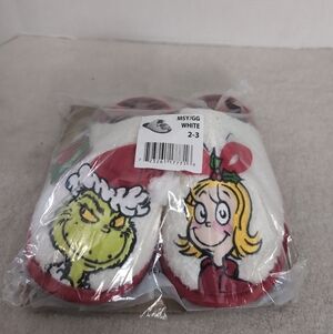 Dr. Seuss The Grinch and Cindy Lou Who Slippers Size 2-3 Kids New